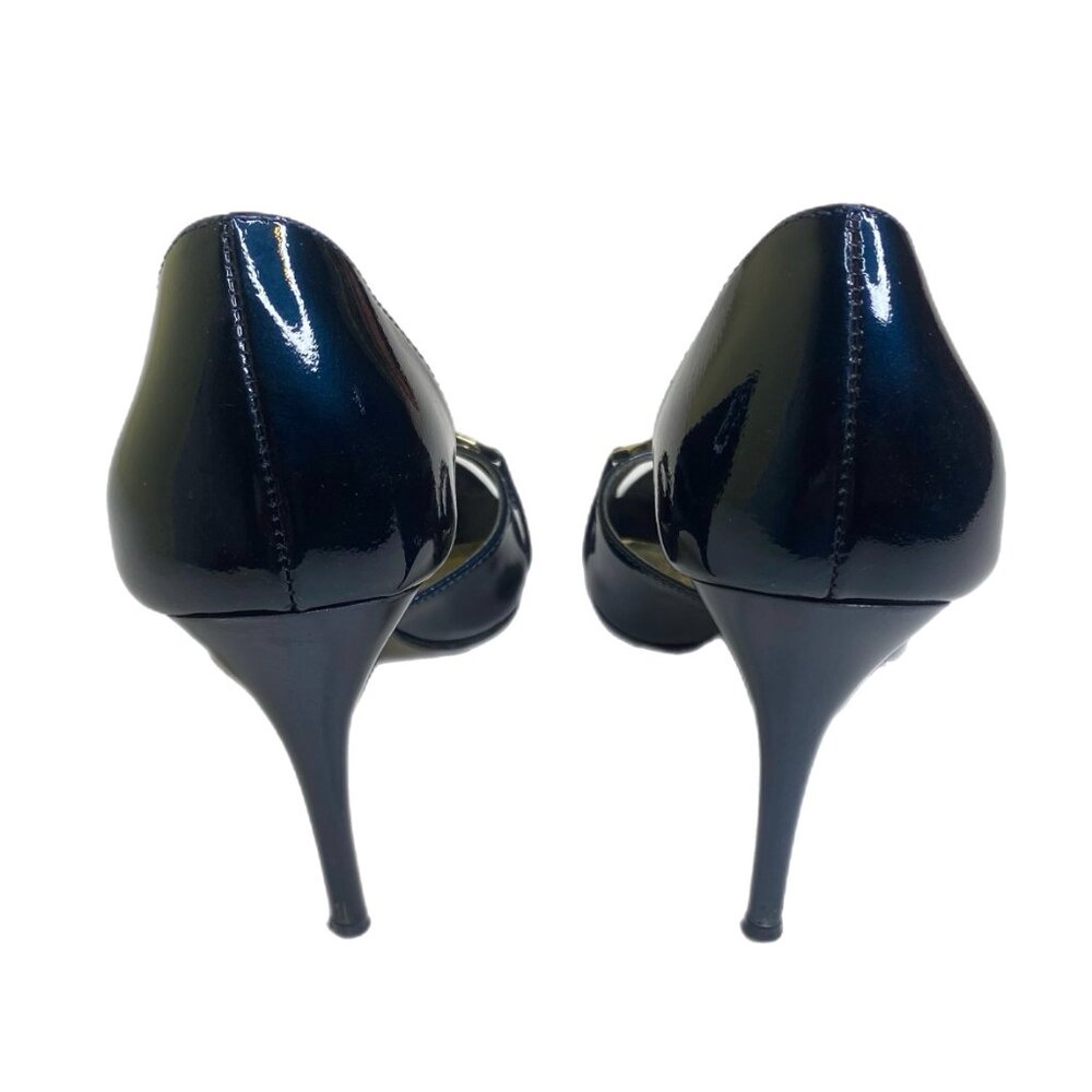 Carlos Roulette Navy Stiletto Heels with Peep Toe Size 6.5 M - Picture 4 of 13